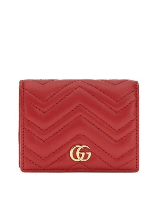Gucci Red Small Gg Marmont Wallet