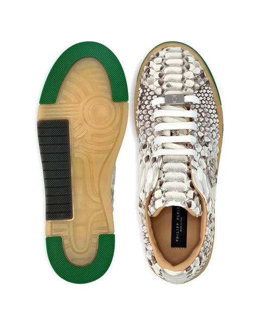 Philipp Plein Green Real Python Low Top Sneakers