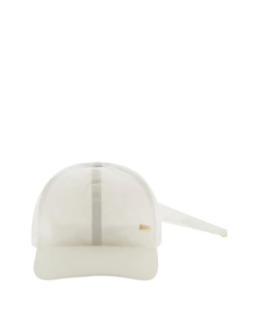 Herno White Bow-Detail Taffeta Baseball Cap