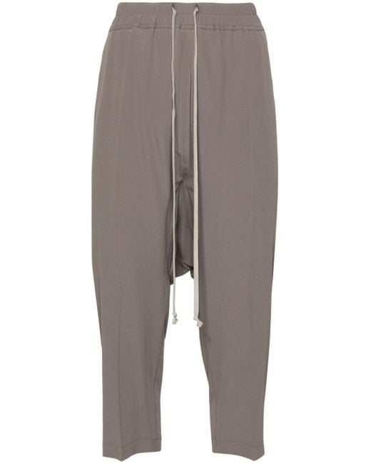 Rick Owens Gray Drop-crotch Cropped Trousers