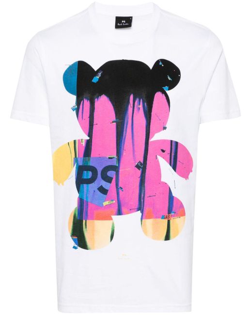 T-shirt con stampa Teddy Bear di PS by Paul Smith in Pink da Uomo