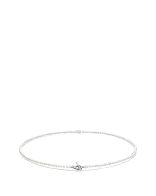 David Yurman White Pearl Classics Pearl And Diamond Necklace