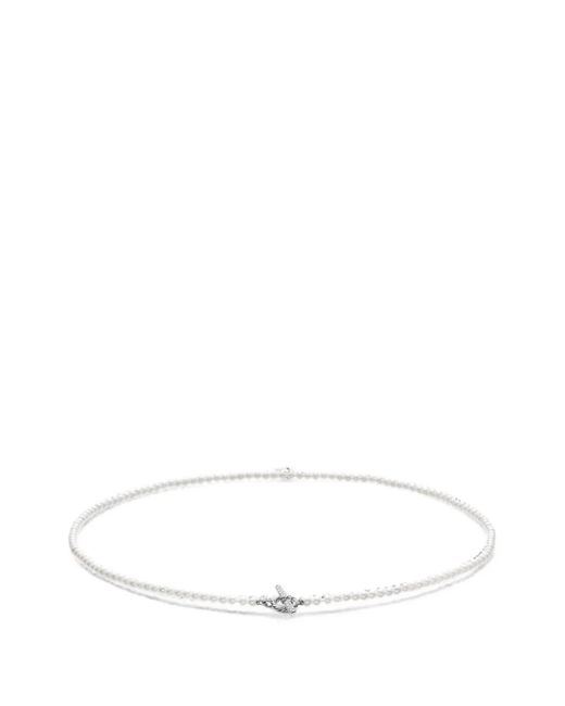 David Yurman White Pearl Classics Pearl And Diamond Necklace