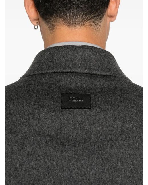 Fendi Gray Wool Bomber Jacket for men