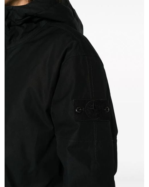 Stone Island Black Hooded Jacket Ghost Piece_O-Ventile With Primaloft Insulation Technology for men