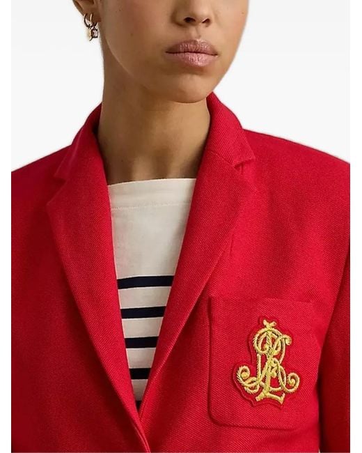 Ralph Lauren Bullion Logo-Embroidered Single-Breasted Blazer
