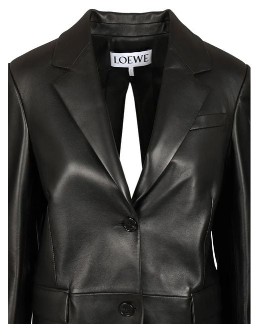 Loewe Black Lace-Up Leather Jacket