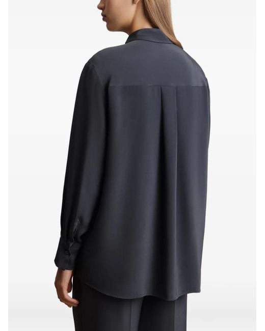 12 STOREEZ Gray Mulberry Silk Shirt