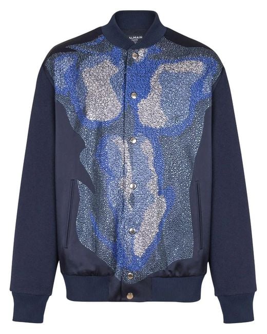 Balmain Blue Trompe L'Oeil-Print Jacket for men