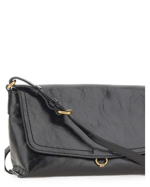 Gianni Chiarini Black Eugenia Crinkled-Leather Shoulder Bag