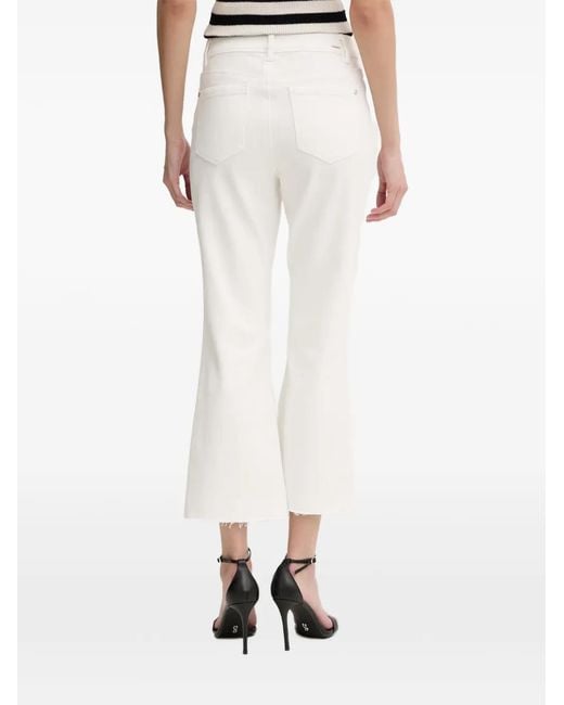 Morgan White Raw-Cut Flared Jeans