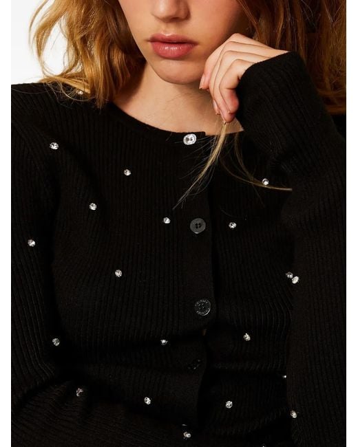 Twinset Black Embellished Buttoned Cardigan