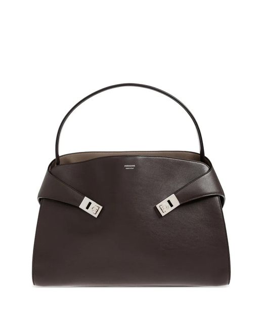 Ferragamo Black Hug Soft Leather Tote Bag