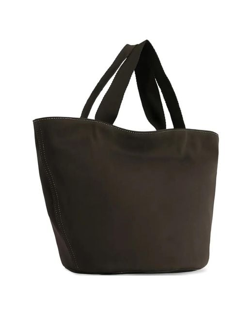The Row Black Contrast-Stitching Tote Bag