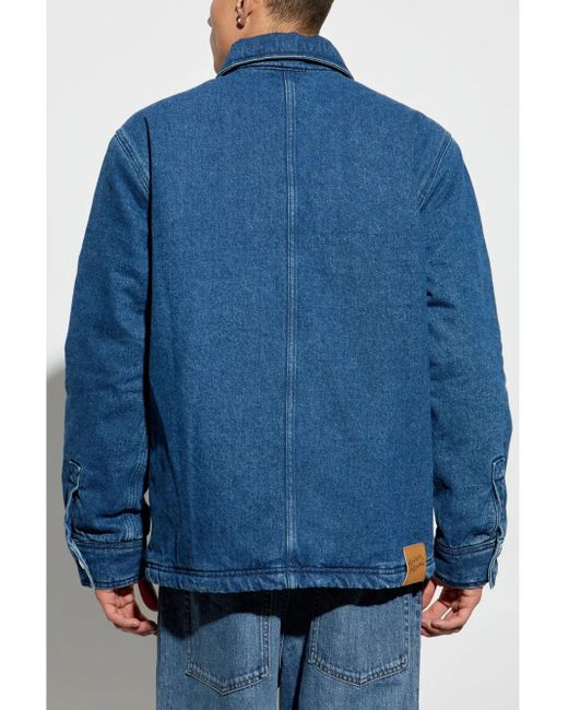 Maison Kitsuné Blue Padded Workwear Denim Jacket for men