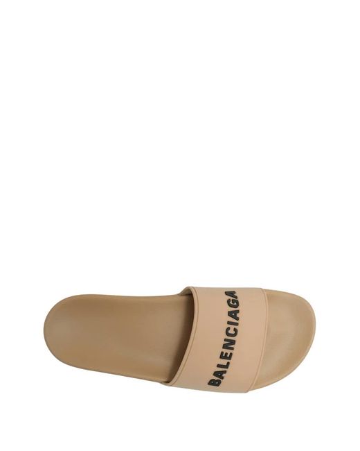 Balenciaga White Pool Logo-Print Slide Sandals