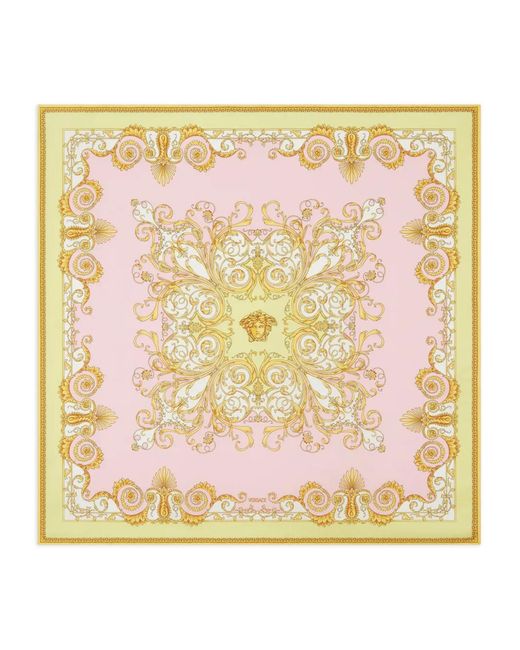 Versace Metallic Barocco Print Silk Foulard
