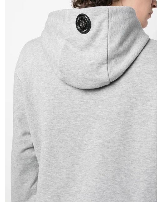 Philipp Plein Gray Tiger-Print Cotton Hoodie for men