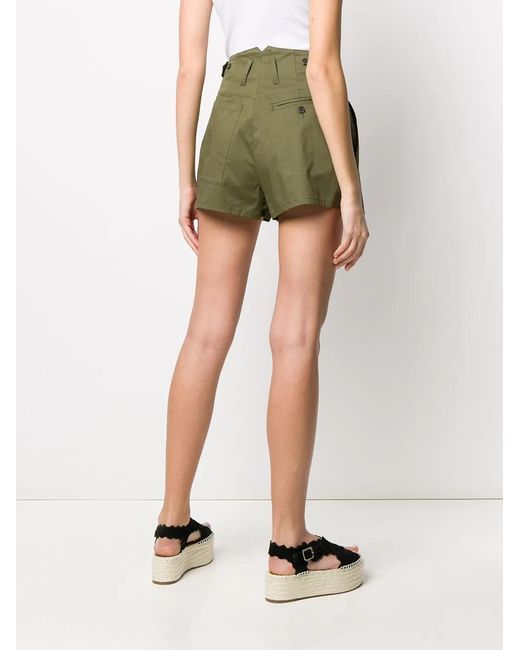 DSquared² Green High-Rise Pleated Shorts