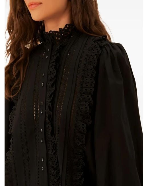 Farm Rio Black Cotton Laced Shirt