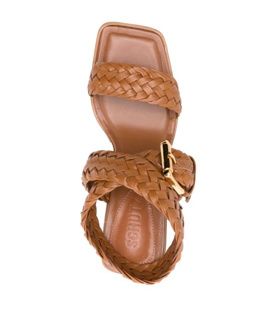 SCHUTZ SHOES Brown 95mm Braided Leather Sandals