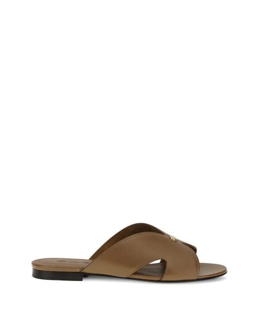 Loro Piana Brown Vera Crossover Mules
