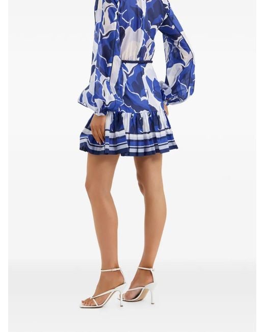 Rebecca Vallance Paros Mini-Jurk Met Bloemenprint En Ceintuur in het Blue