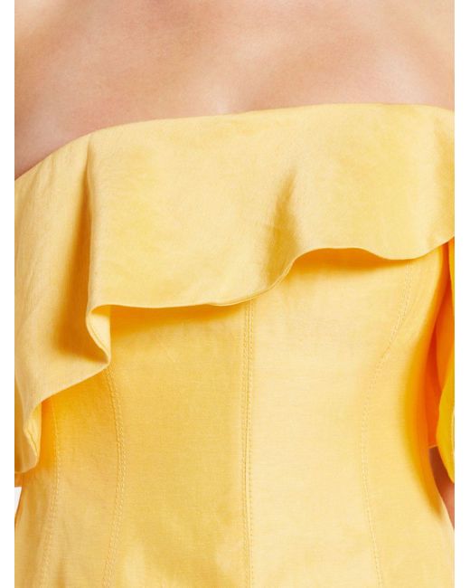 Aje. Yellow Shallows Strapless Gown