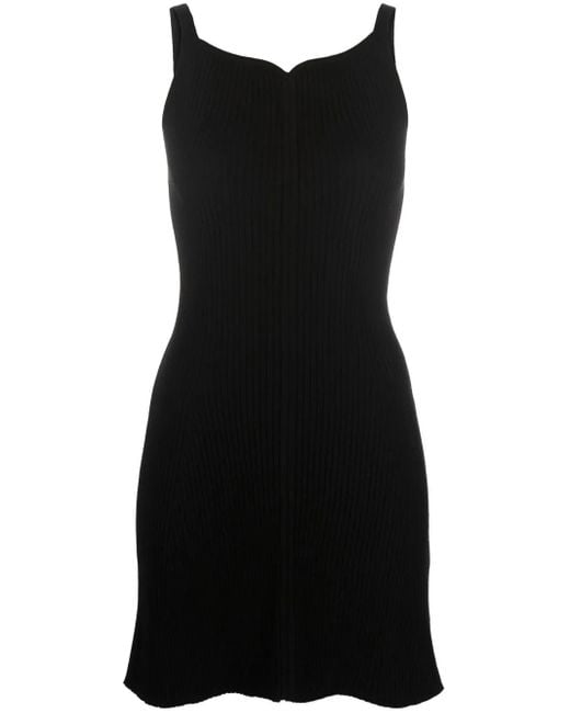 Courreges Black Fitted Sweetheart-Neck Mini Dress