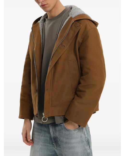 1989 STUDIO Brown Hooded Padded Jacket for men