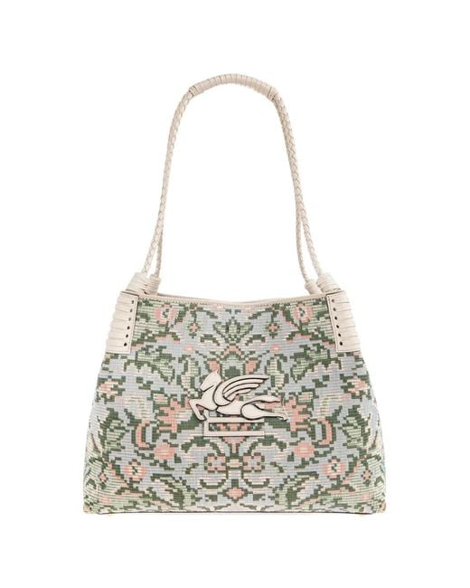 Etro White Printed Pegasus Tote Bag
