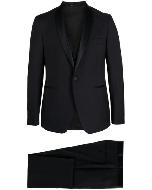 Tagliatore Black Virgin Wool Tuxedo Suit for men