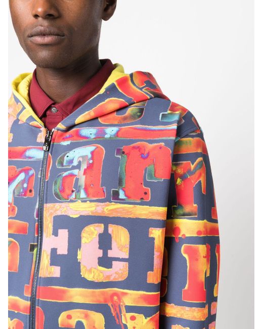 Ferrari Logo-painterly Zip-up Hoodie in Blue for Men | Lyst