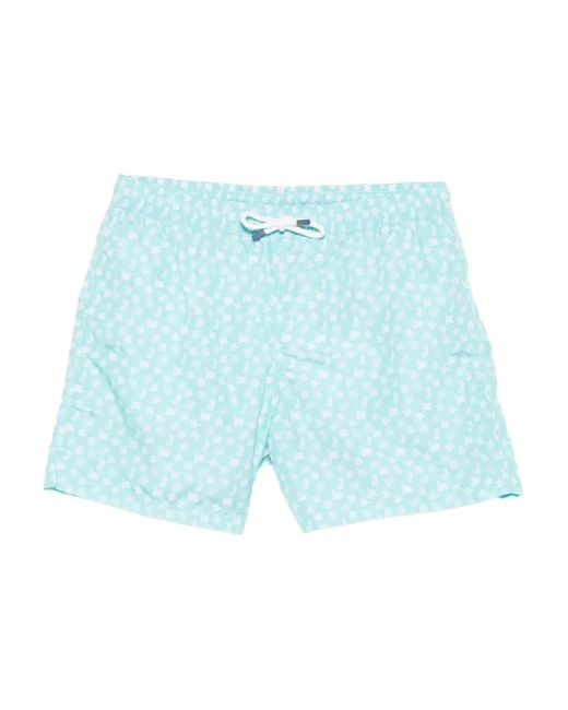 Fedeli Blue All-Over Print Swim Shorts for men