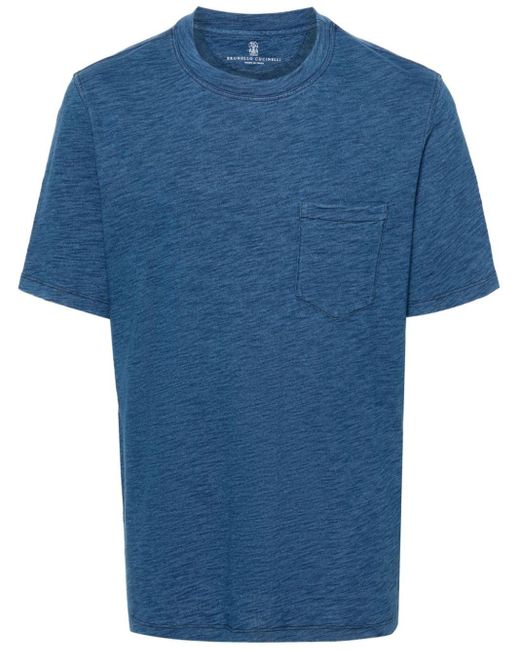 Brunello Cucinelli Meliertes T-Shirt in Blue für Herren