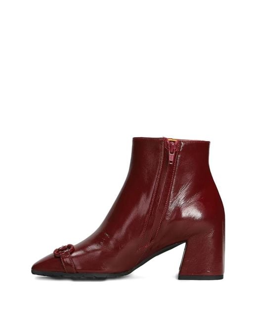 Mara Bini Red Buckle Square Toe Boots