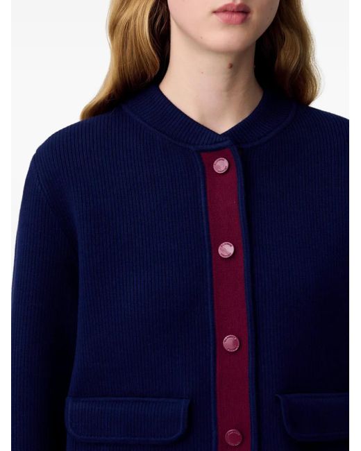Claudie Pierlot コントラストパネル カーディガン Blue