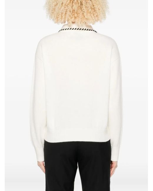 Sandro Polotop Met Gevlochten Afwerking in het White