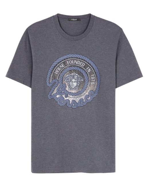 Versace Gray Medusa Head Cotton T-shirt for men