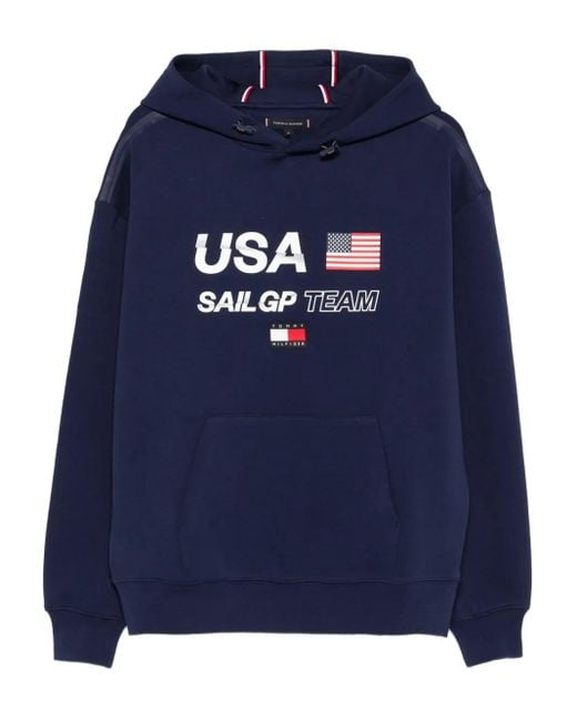 X Sail Gp Usa Team Felpa Con Cappuccio di Tommy Hilfiger in Blue