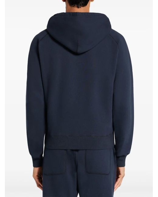 Tom Ford Blue Cotton Drawstring Hoodie for men