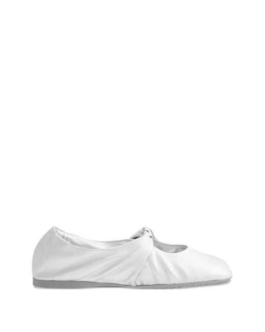 Loewe White Leather Ballerina Shoes