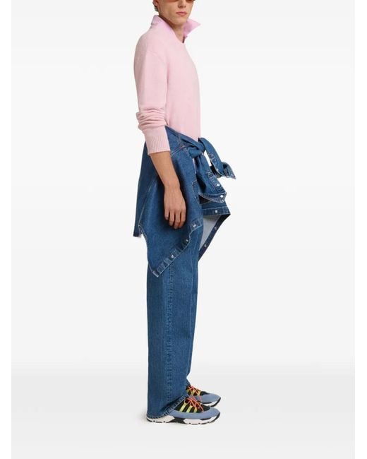 Marni Pink Logo-Patch Cashmere Sweatshirt for men