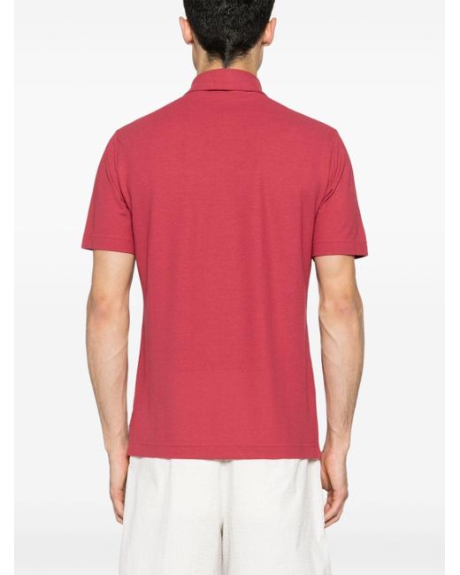 Zanone Red Short-sleeve Cotton Polo Shirt for men