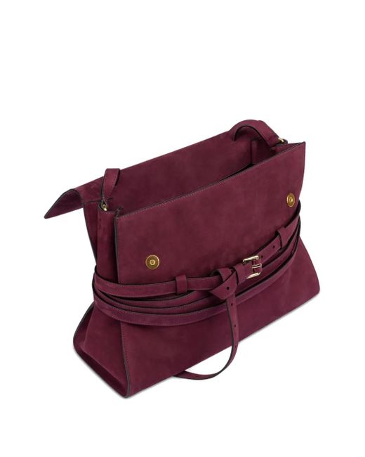 Moschino Purple Medium Tie Me Suede Shoulder Bag