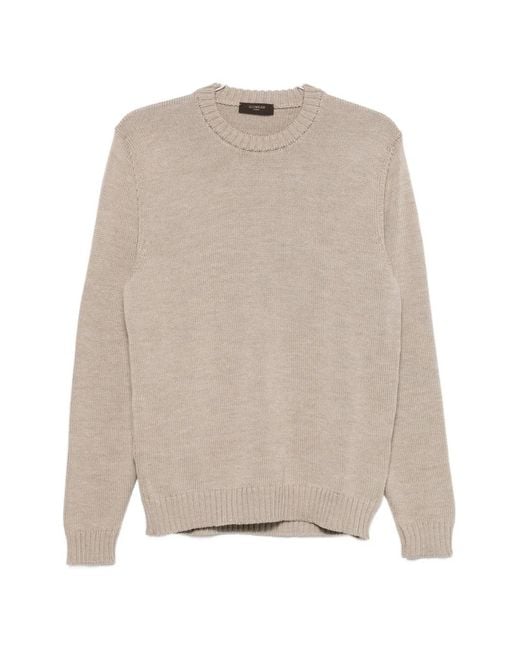 Zanone Natural Ribbed-Knit Crew-Neck Wool Jumper for men