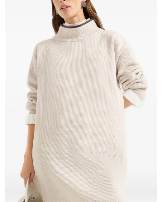 Brunello Cucinelli ハイネック リブドレス White