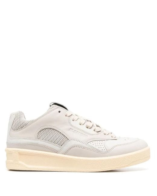 Jil Sander White Panelled Low-Top Sneakers