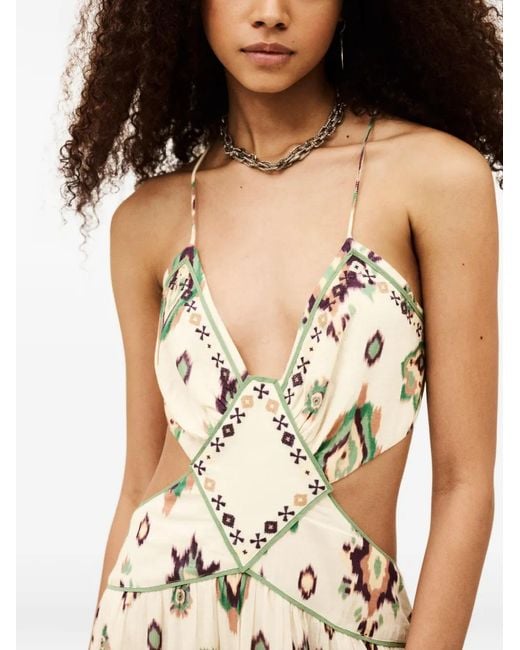 Ba&sh Metallic Omelia Ikat-Print Cut-Out Dress