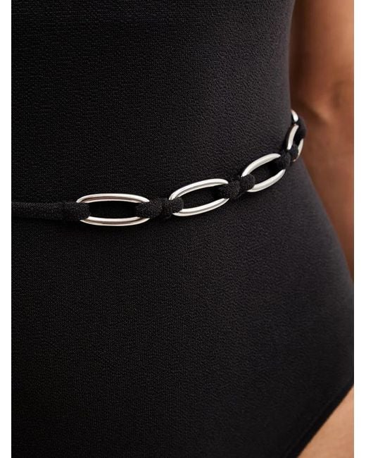 MICHAEL Michael Kors Black Belted Scoop-Neck Swimsuit